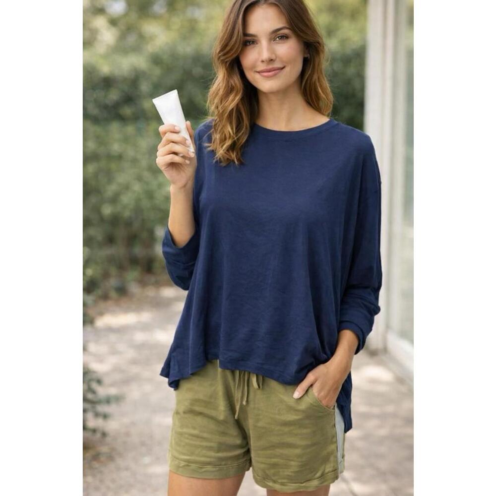 NWT Lululemon Modal Relaxed Fit Lounge Long Sleeve Top Size 10 True Navy Color